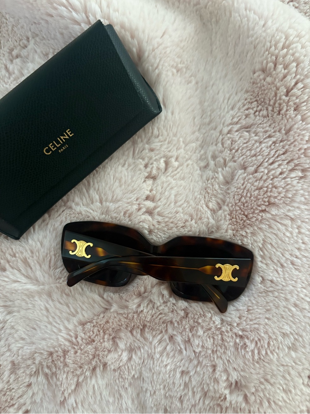 Celine Tortoiseshell Sunglasses with Gold Triomphe Accents